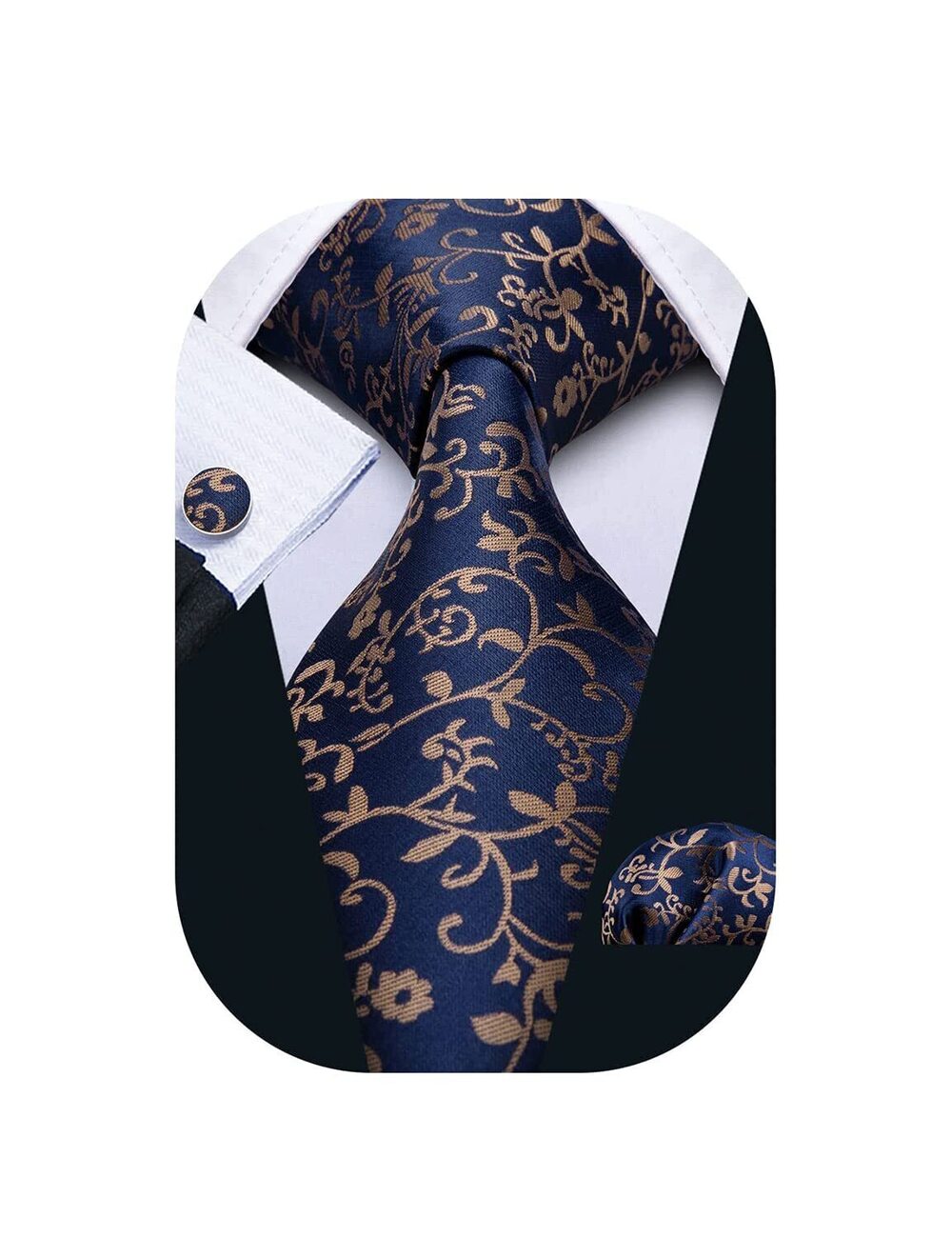 6381 Flower Ties Handkerchief Cufflinks Set Wedding Necktie Set Party
